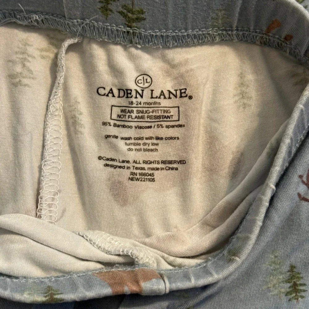 Caden Lane Kids Bamboo Pajamas Woodland Bear Deer Blue Green 18-24 Months